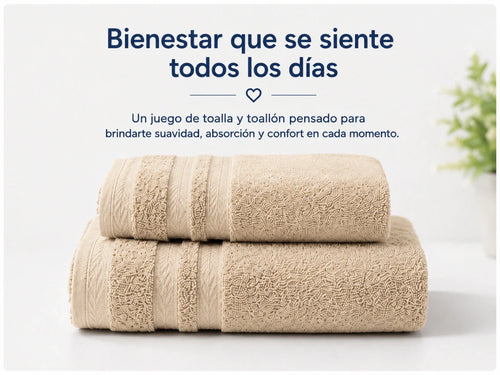 Combo de toalla y toallón premium apilados