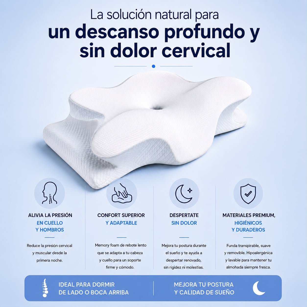 Almohada ergonómica cervical Memory Foam