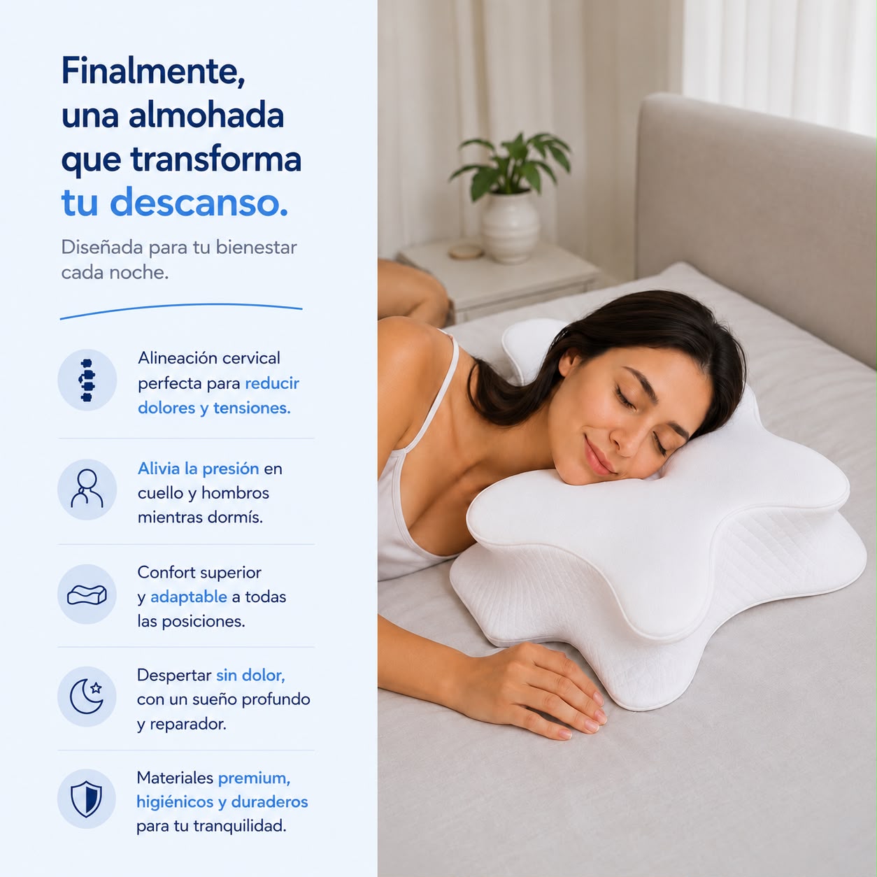 Almohada ergonómica cervical Memory Foam