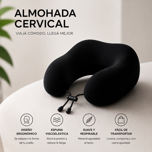 Almohada Inteligente Viscoelástica Cervical Cuello de Viaje