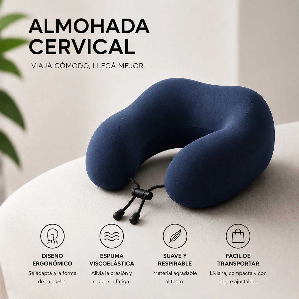 Almohada Inteligente Viscoelástica Cervical Cuello de Viaje