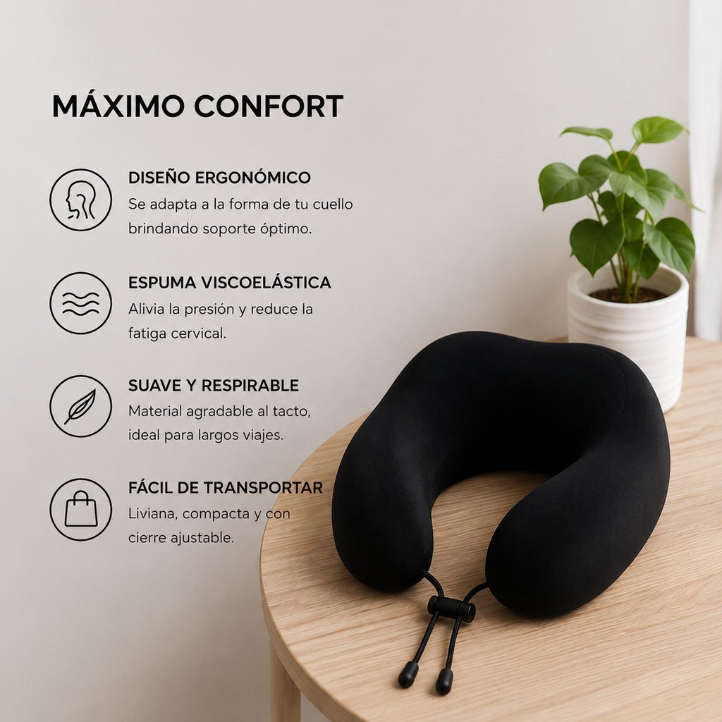 Almohada Inteligente Viscoelástica Cervical Cuello de Viaje